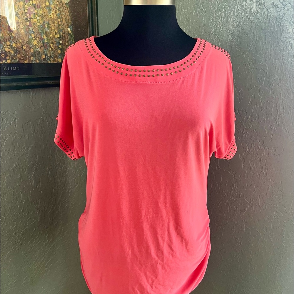 Espresso Women's Coral Short Sleeve Top with Studded Details